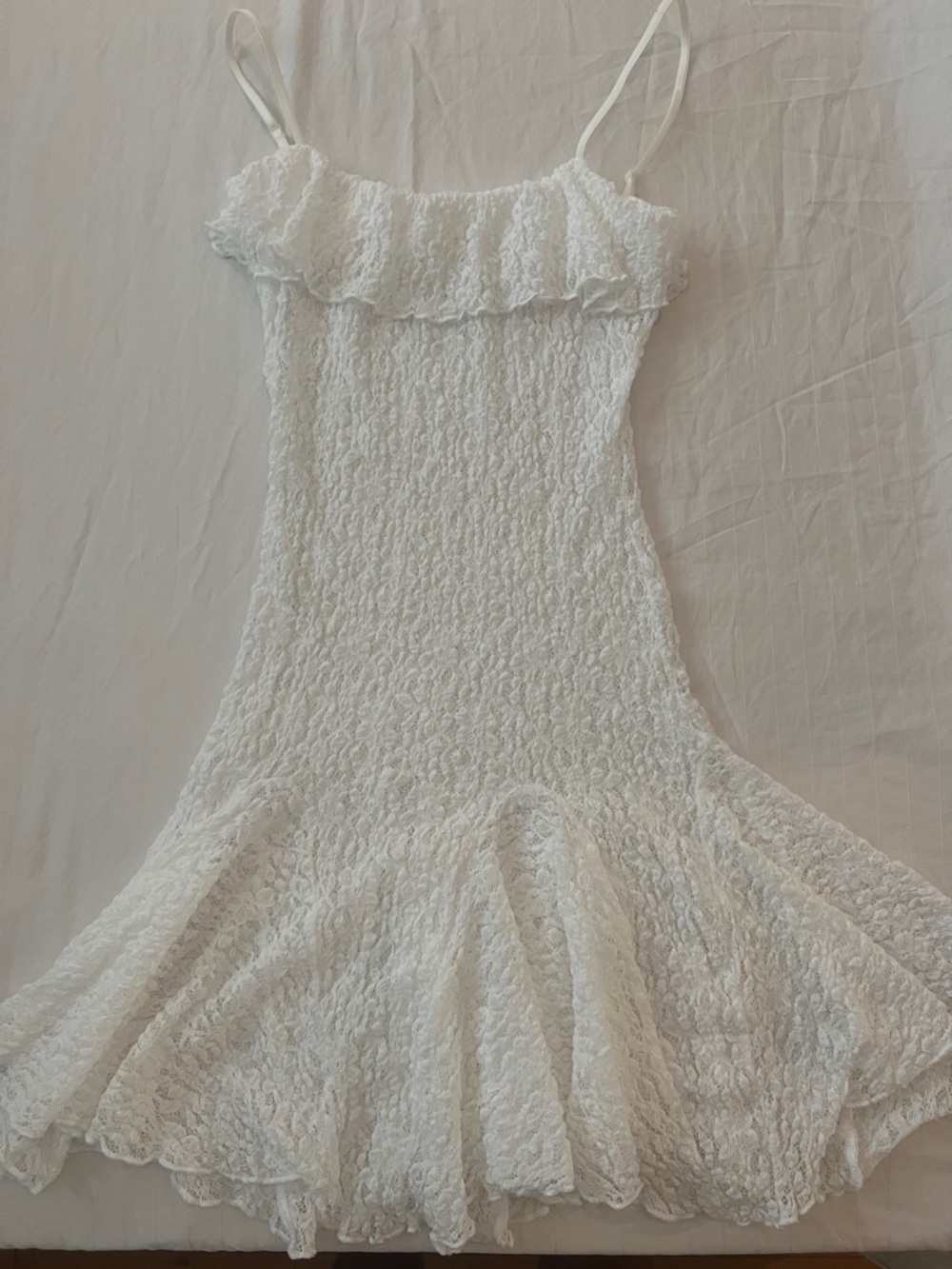 Zara White Ruffle Texture Sundress